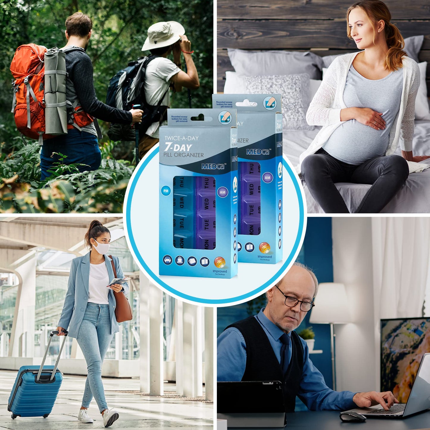 MEDca Weekly Pill Organizer, Twice-a-Day, Pack of 40