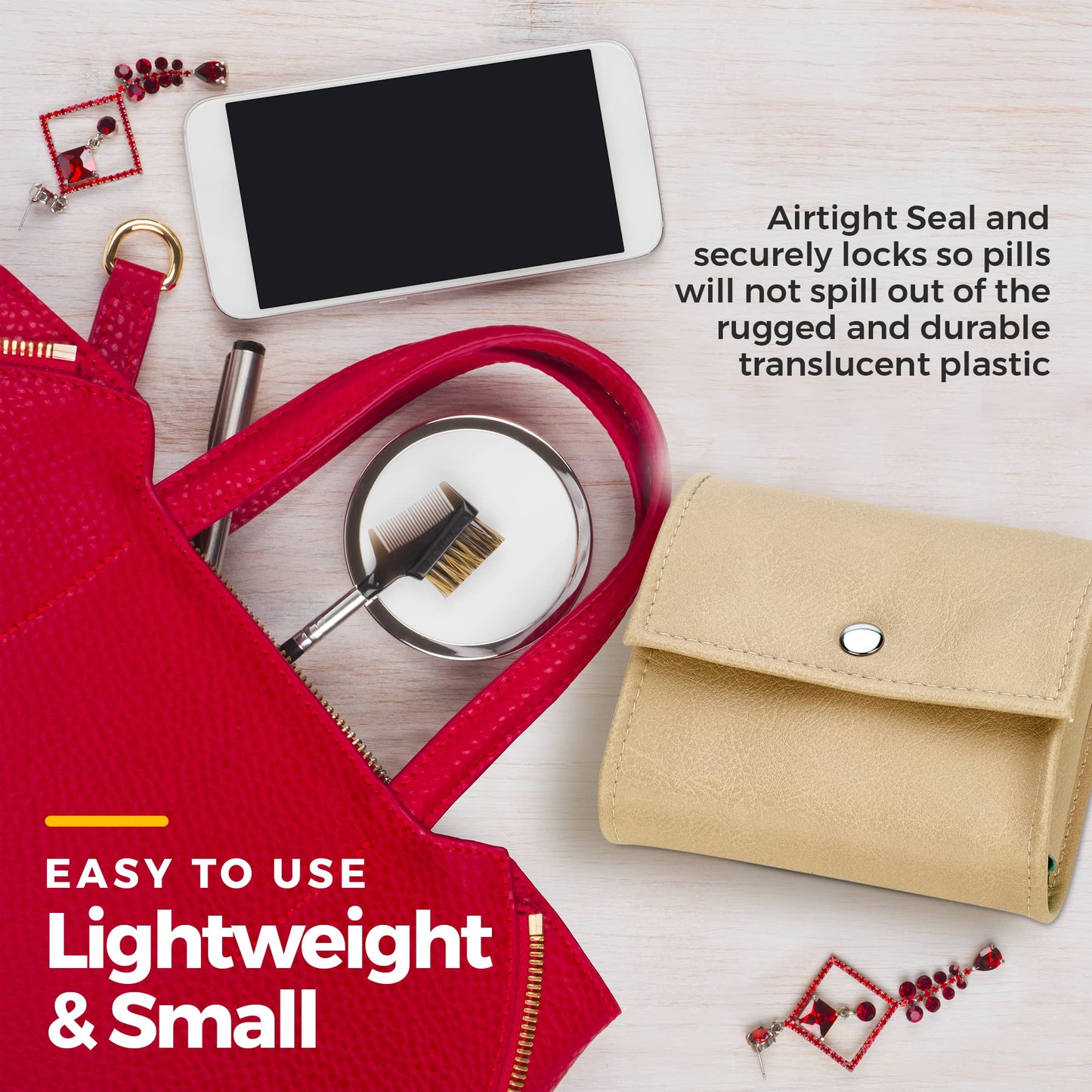 Weekly Travel Pill Organizer - Prescription and Medication Wallet Pill Box Reminder, Pill Container Dispenser Case, Vitamin Caddy Organizer, for 4 Times A Day, 7 Days a Week