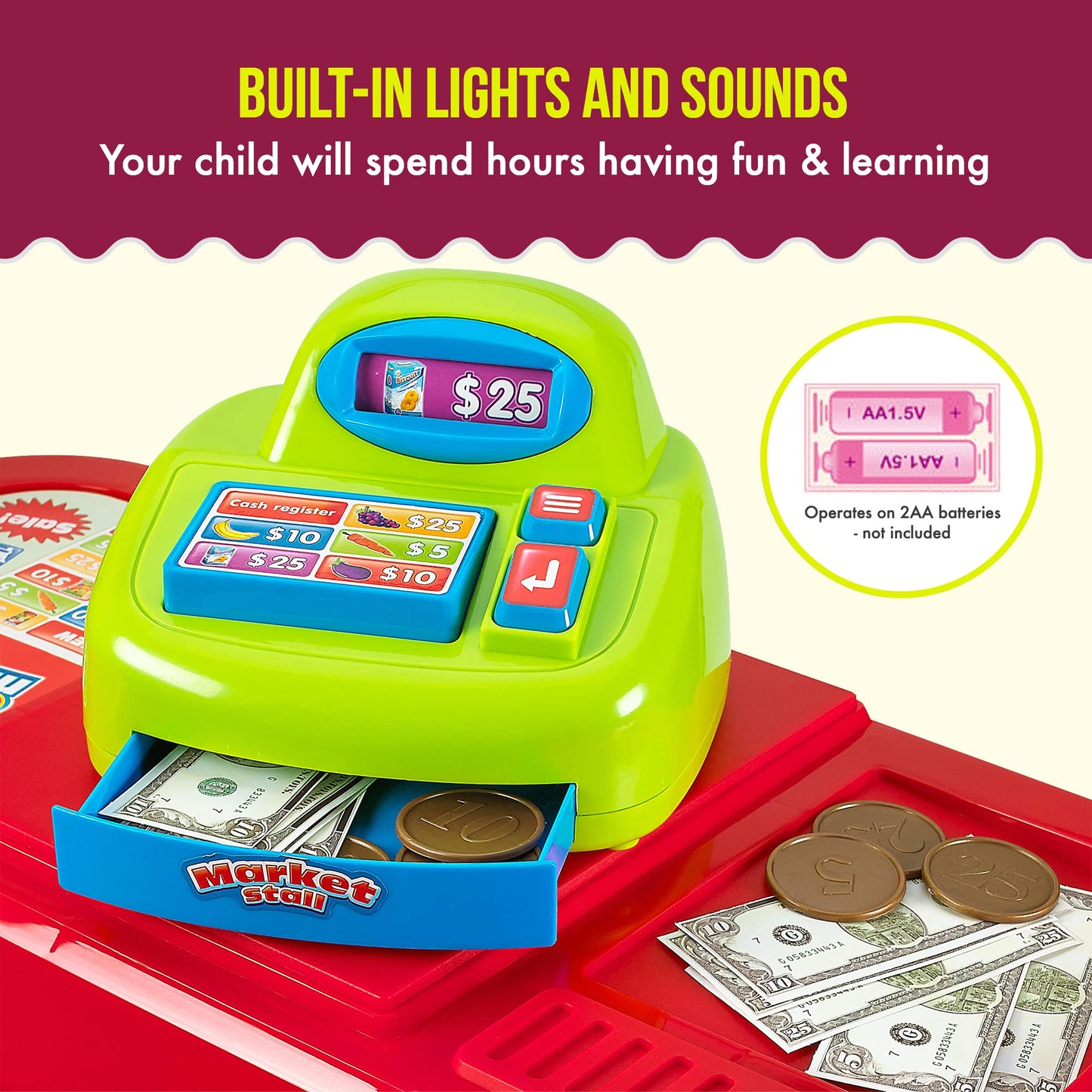 Creative Time Kids Supermarket Super Fun Playset With Shopping Cart