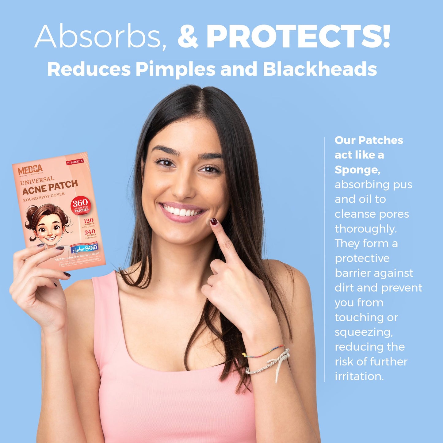 MEDca Acne Patches for Face - Hydrocolloid Bandages (36 Count) Pimple Patches for Face in 2 Universal Sizes, Acne Spot Treatment Care for Face & Skin Spot Patch Conceals Zits, Acne and Blackheads