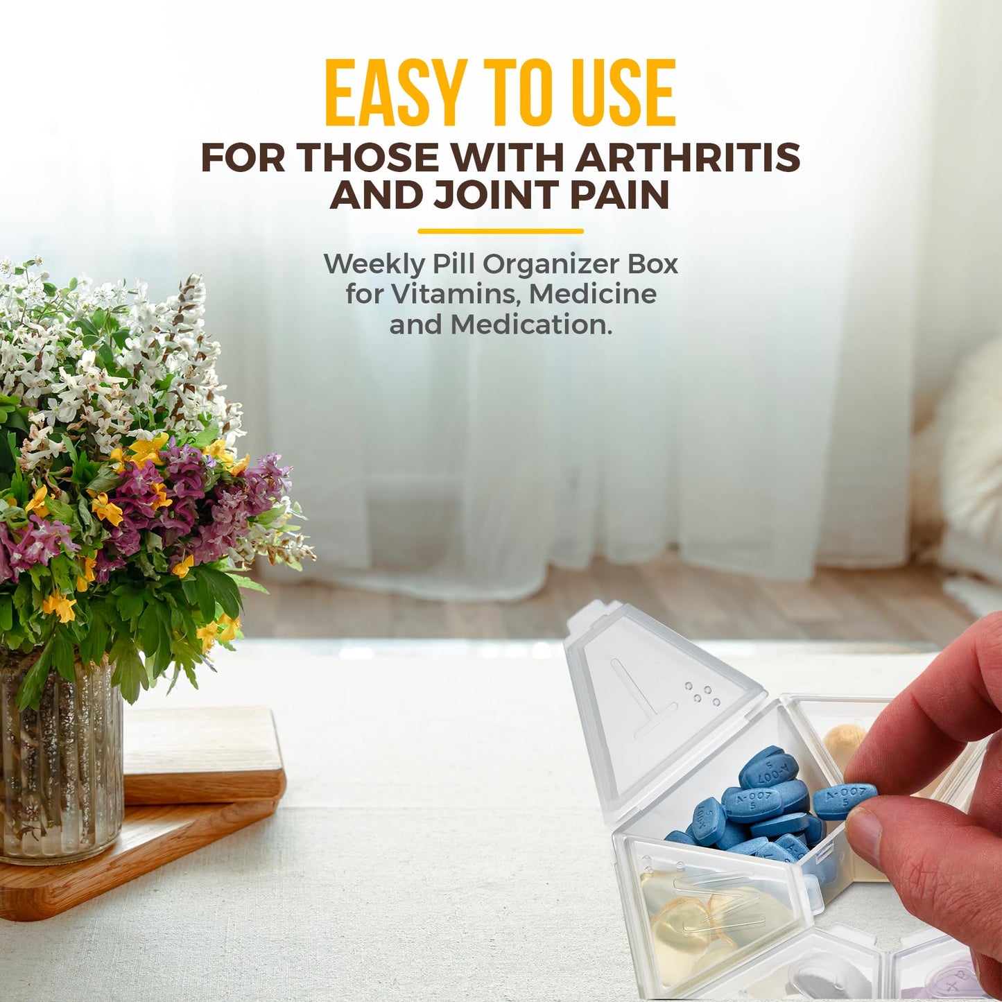 MEDca Weekly Pill Organizer Clear 7-Sided Pill Reminder, Hexagon Shaped