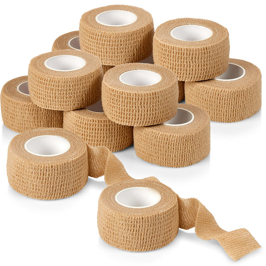 Self Adhesive Bandages - 1" x 5 Yards Per Roll - Pack of 12 Rolls, Elastic Self Adherent Cohesive Wrap First Aid Tape for Sprain Swelling and Soreness on Wrist and Ankle