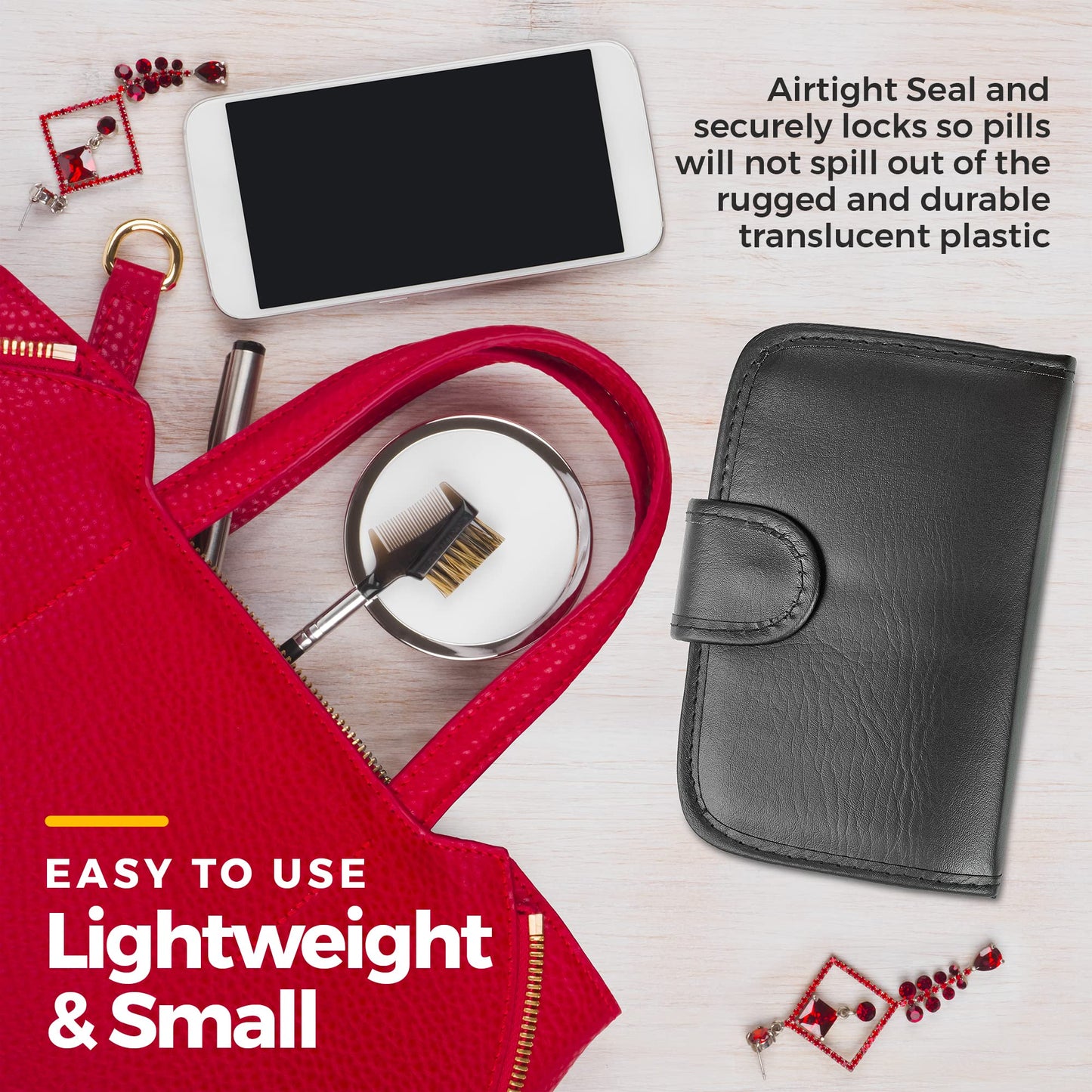 Weekly Travel Pill Organizer - Prescription and Medication Wallet Pill Box Reminder, a Extra Large Pill Container Dispenser Case, Caddy Organizer, for 4 Times A Day, 7 Days a Week, 7.5 x 4.5 Inches