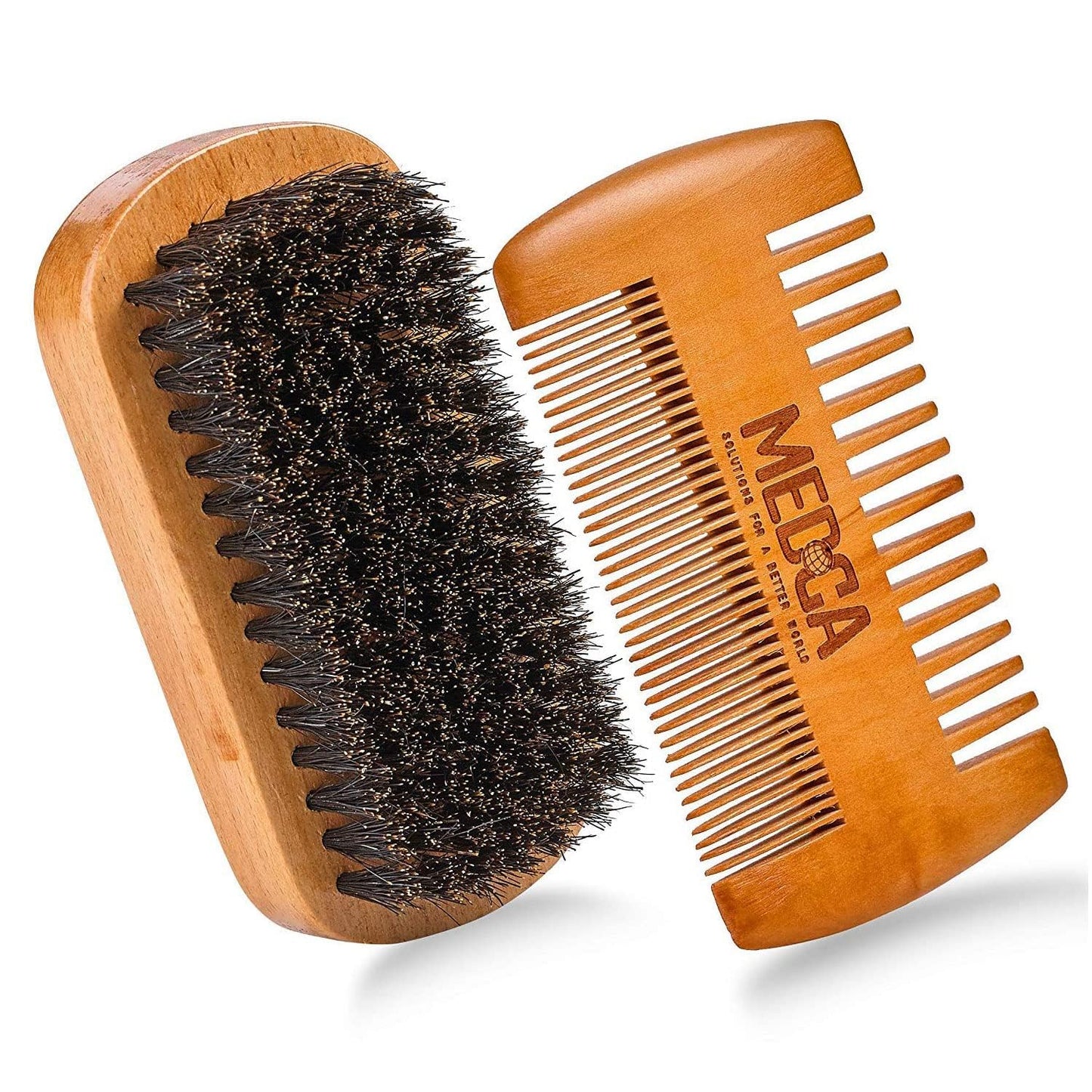 Wooden Beard and Comb Set for Men - Perfect for Beards Head Hair and Mustaches Men's Grooming Kit for Styling, Applying Beard Oils and Balms for Better Hair Care Growth and Impressive Hair Health