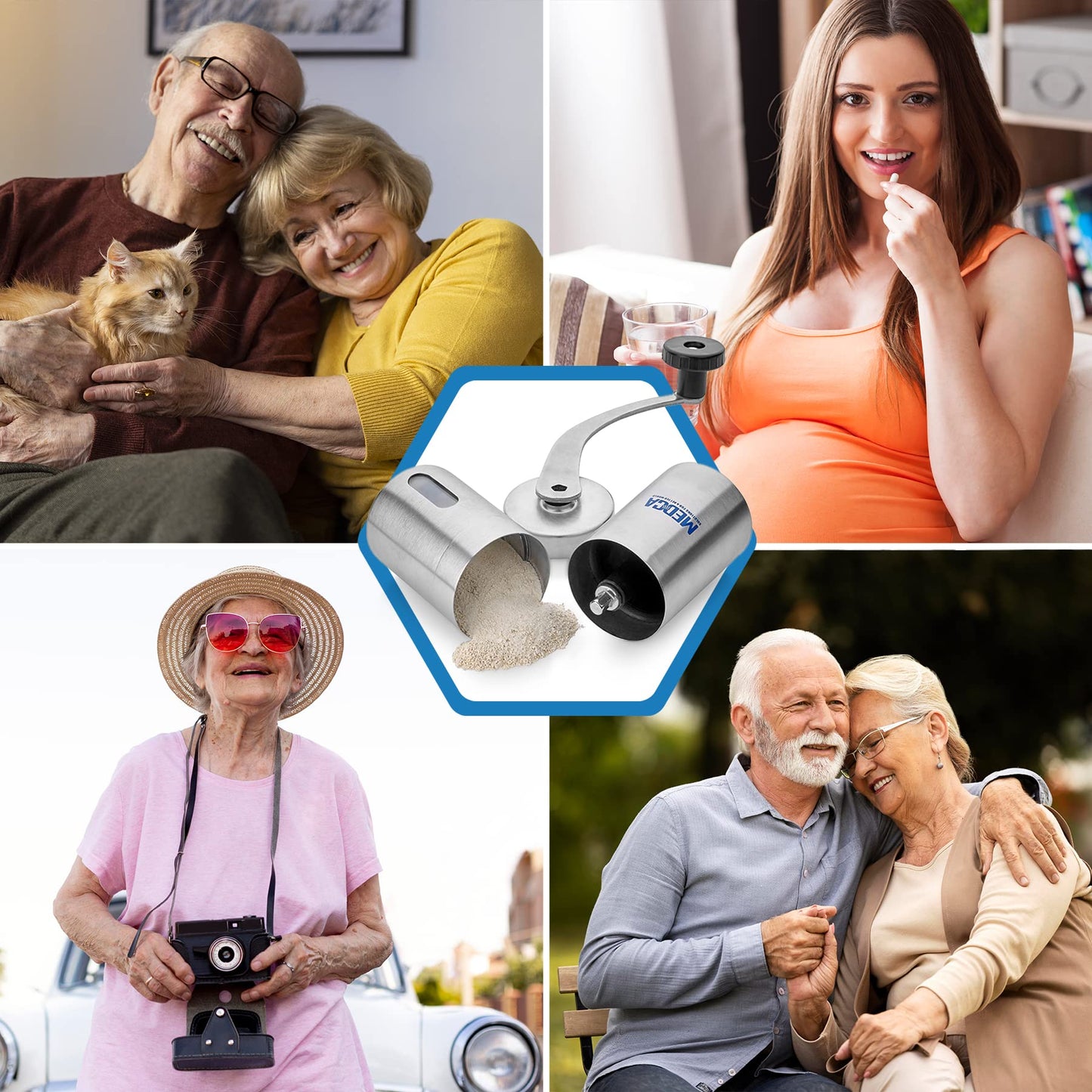 Pill Grinder - Top Choice Pro Pill Crusher and Cutter That Grinds Your Pills and Tablets to Help Make Taking Medication and Supplements Easier, Manual Stainless Steel Design…