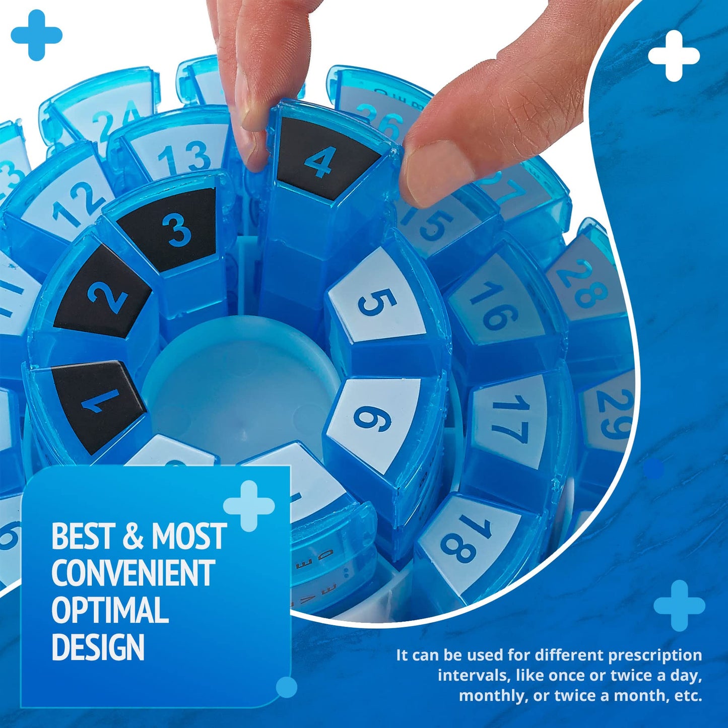 Monthly Pill Box by MEDca - Smart Prescription Organization with Multiple Daily Doses Section, Removable Compartments Perfect for Travelling