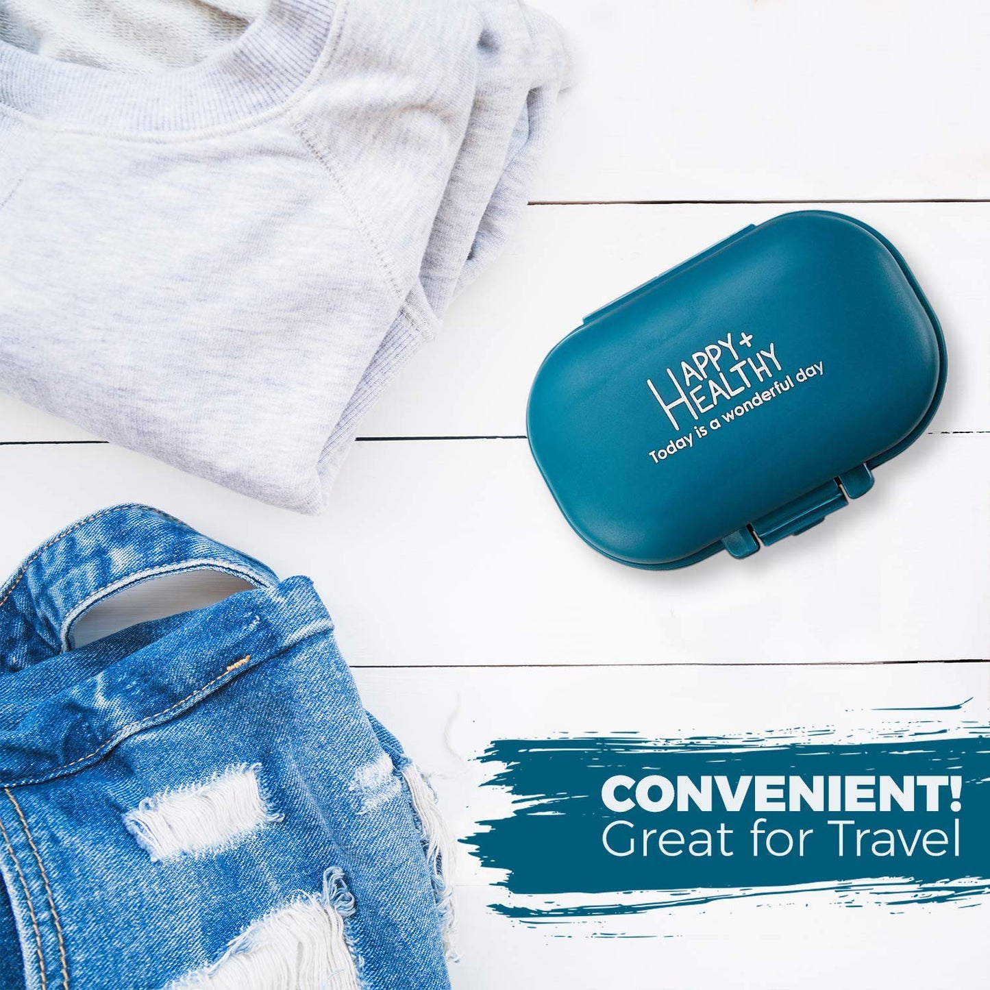 Daily Pill Organizer - (Pack of 2) Small AM PM Pill Organizer - Cute 4 Compartment Pill Organizer 2 Times a Day Case Box