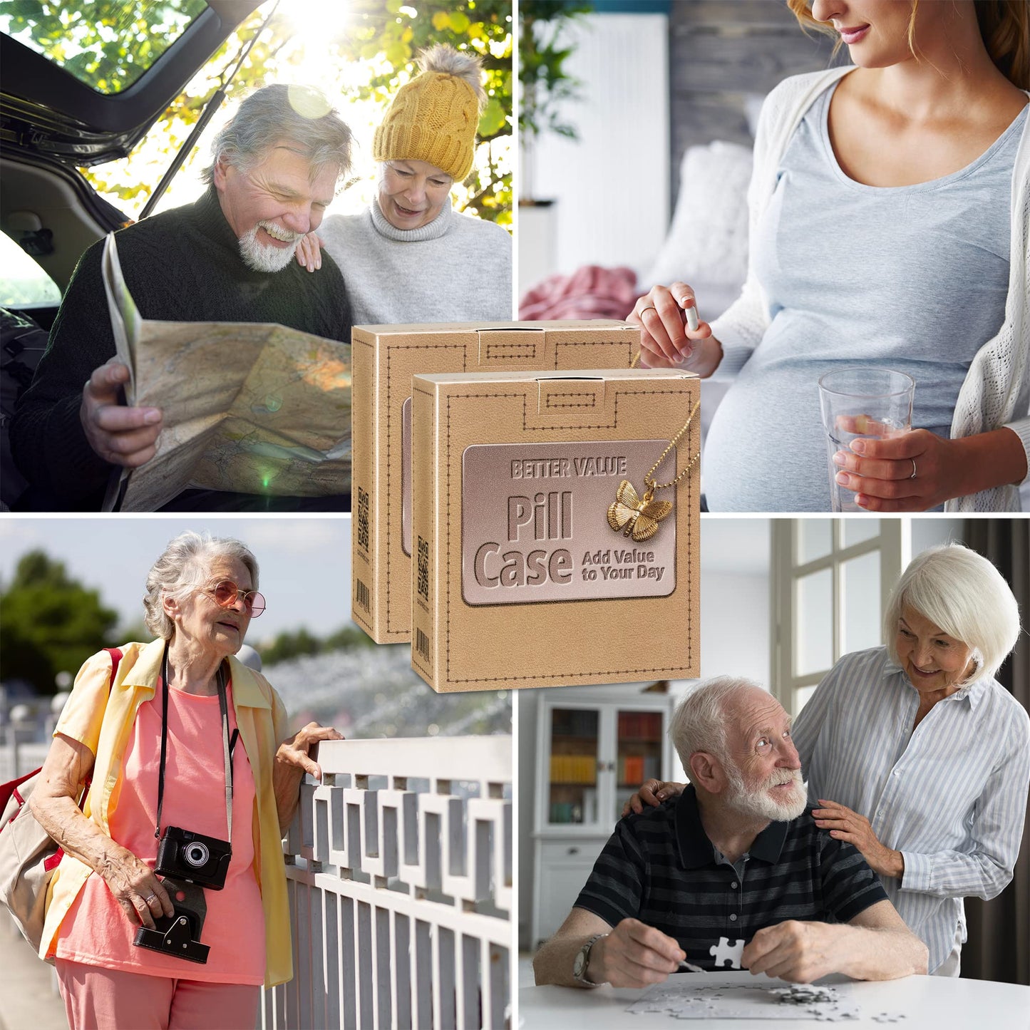 Weekly Travel Pill Organizer - (Pack of 2) Medication Wallet Pill Box Reminders, Pill Container Dispenser Case, Vitamin Caddy Organizer, for 4 Times A Day, 7 Days a Week