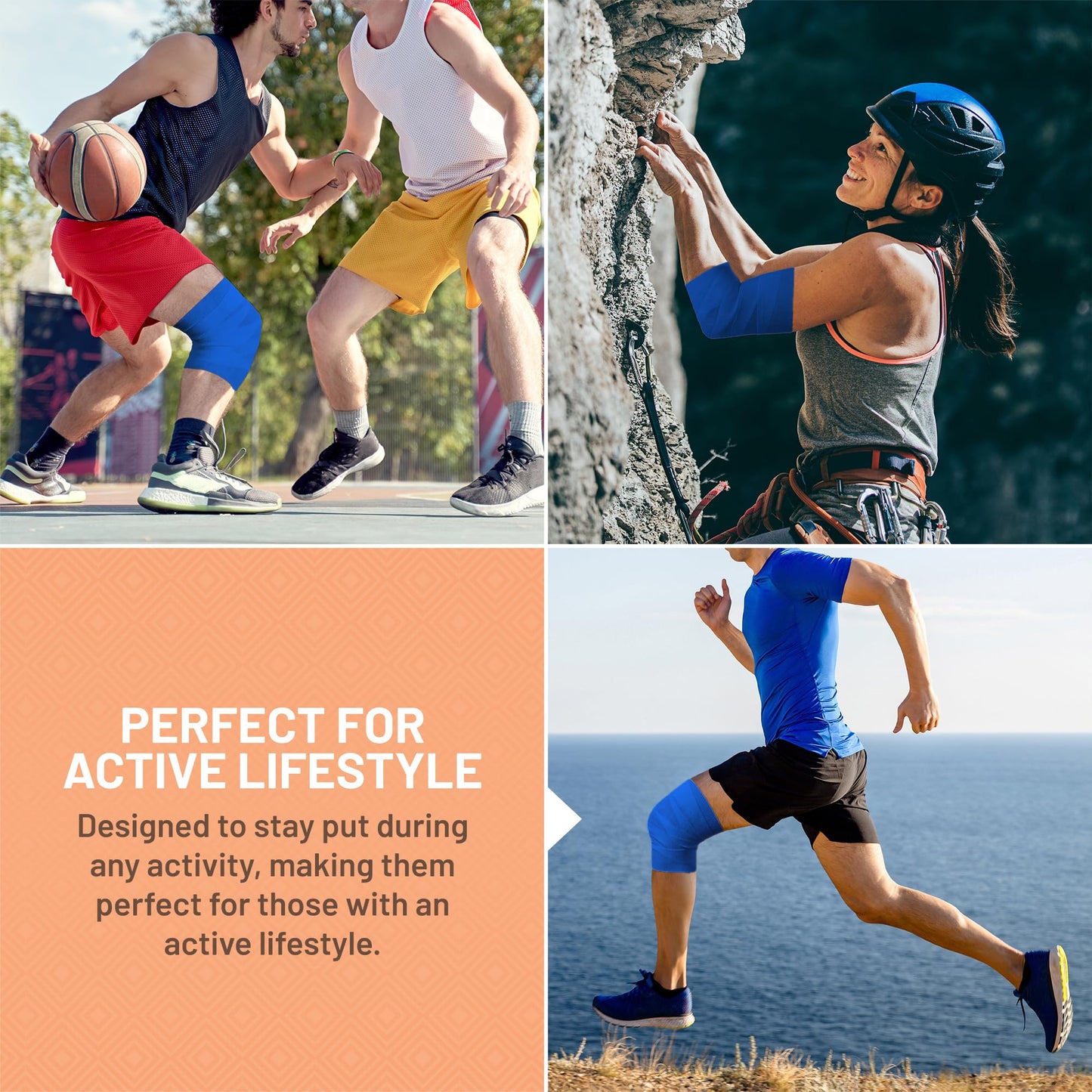 6 Pack, Self Adherent Cohesive Tape - 2” x 5 Yards, Self Adhesive Bandage Rolls & Sports Athletic Wrap for Ankle, Wrist, Knee Sprains and Swelling, Vet Wraps in Blue Color