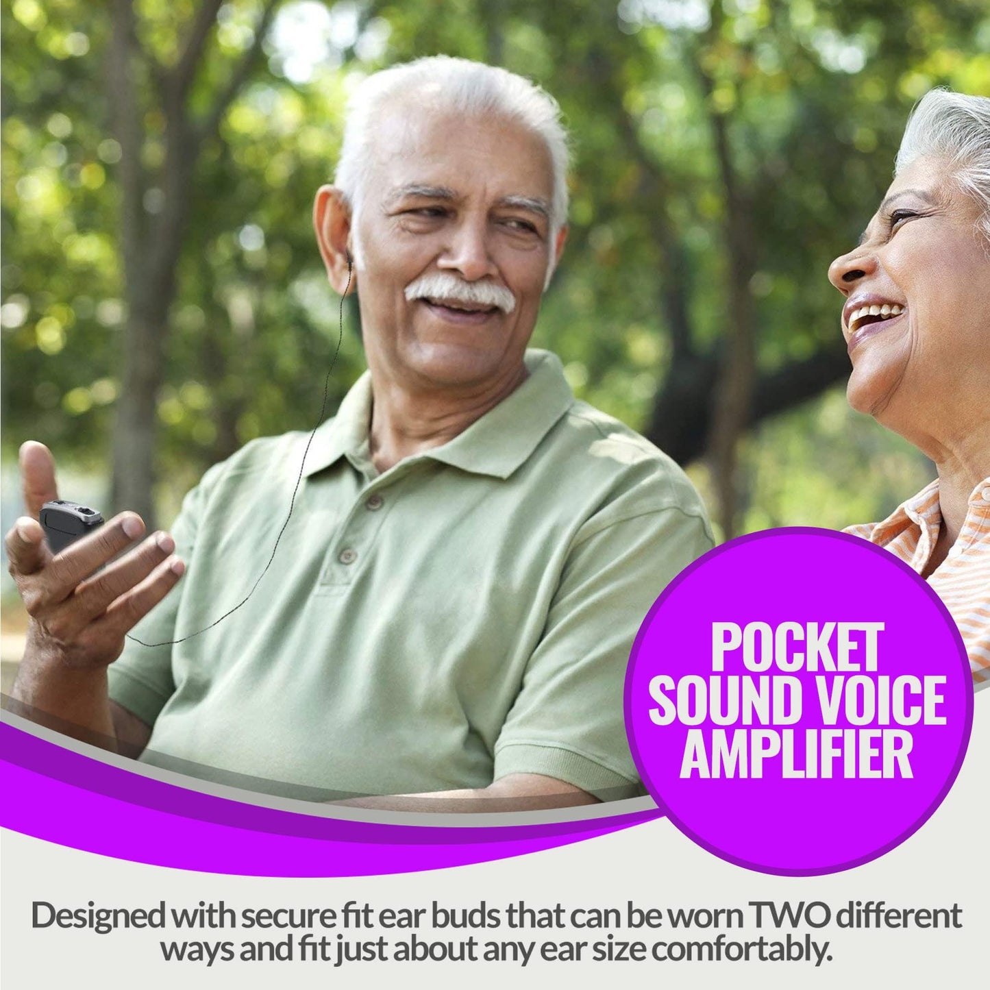 Rechargeable Personal Sound Amplifier - Pack of 2, Lightweight Compact Pocket Sounds Voice Enhancer Audio Hearing Device w/Background Noise Reduction Digital Hearing for Adults and Seniors