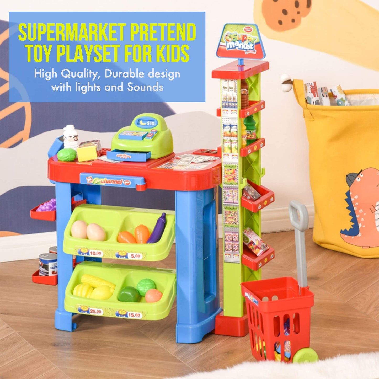 Creative Time Kids Supermarket Super Fun Playset With Shopping Cart