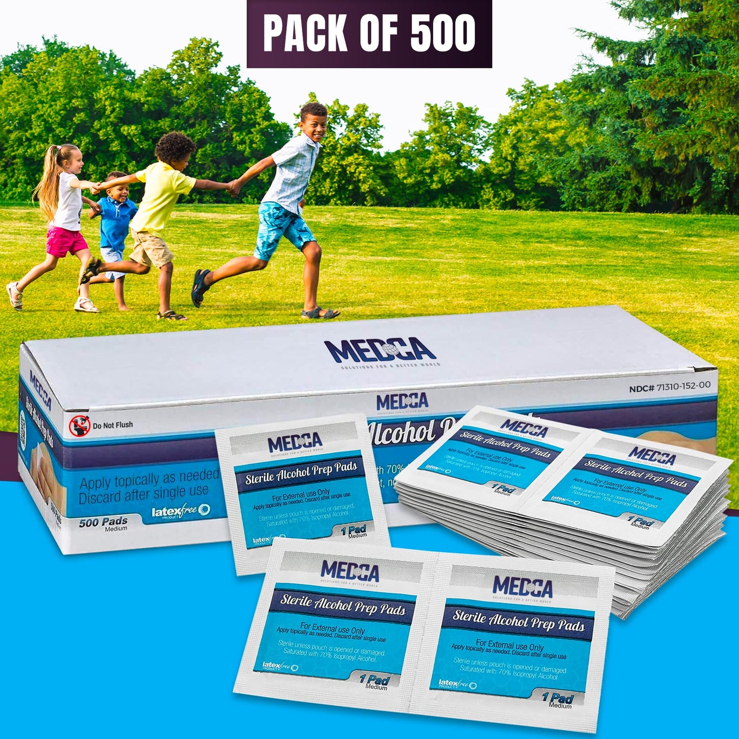 Alcohol Wipes - Alcohol Prep Pads, Swab Pads, 2-Ply Cotton 70% Isopropyl Individually Wrapped Box of 500