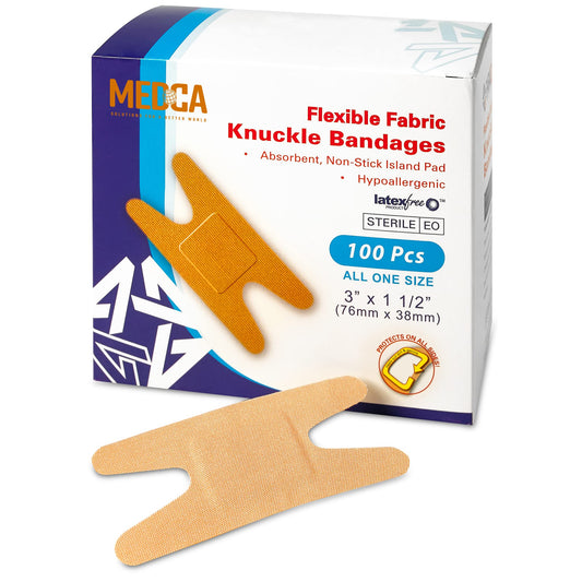 Flexible Fabric Bandages - Flex Fabric Adhesive Bandages Knuckle Bandages for Finger Care and to Protect Wounds from Infection - (100 Count Box)