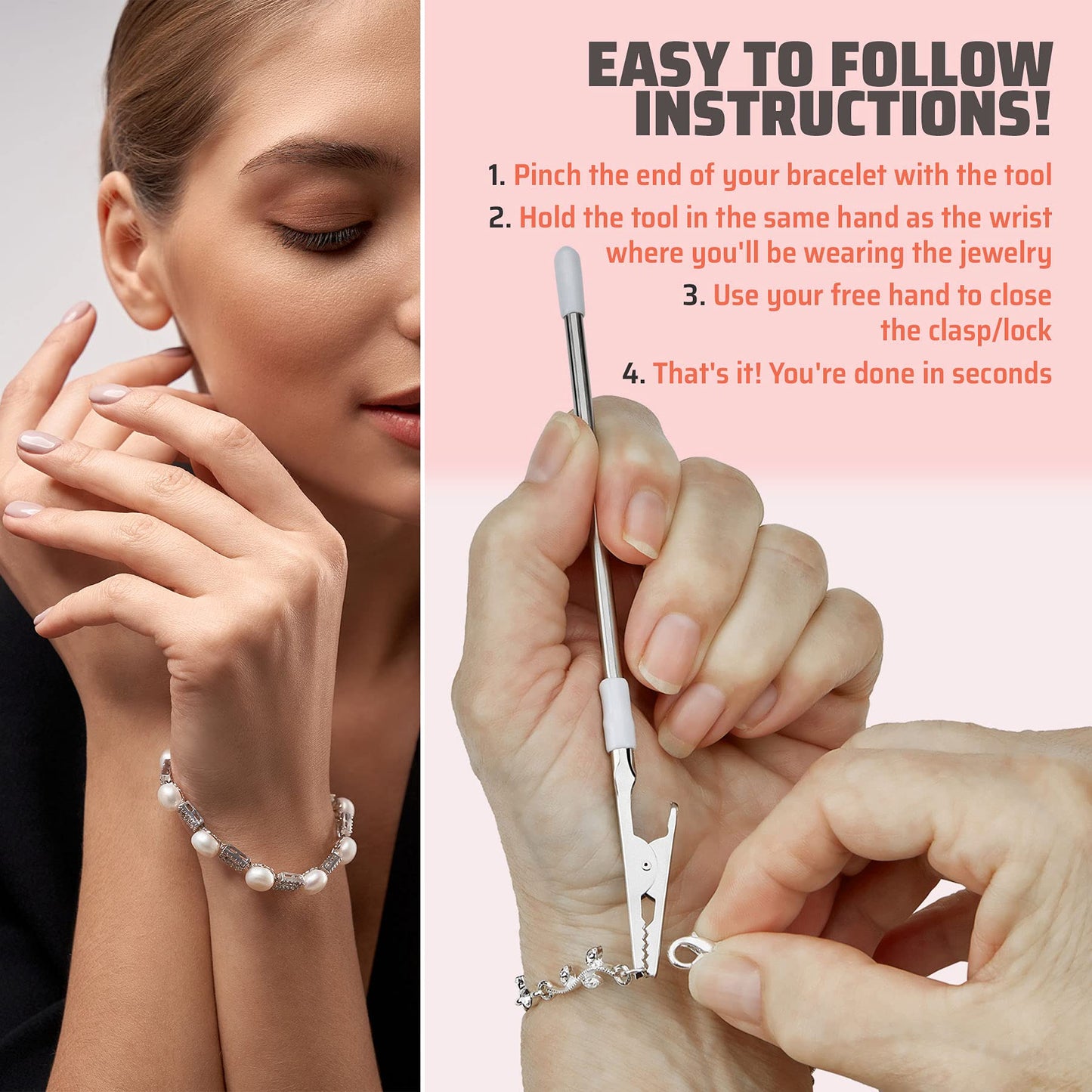 Jewelry Helper - (Pack of 2) 6" Fastening and Hooking Tool for Bracelets, Watches, Necklaces and Other Jewelry Clasps or Closures - Buddy Helps Prevent Wrist Strain for Limited Mobility and Arthritis
