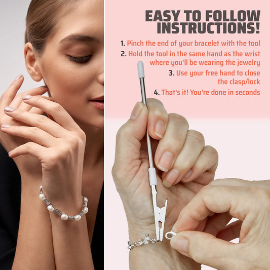 Jewelry Helper - (Pack of 2) 6" Fastening and Hooking Tool for Bracelets, Watches, Necklaces and Other Jewelry Clasps or Closures - Buddy Helps Prevent Wrist Strain for Limited Mobility and Arthritis