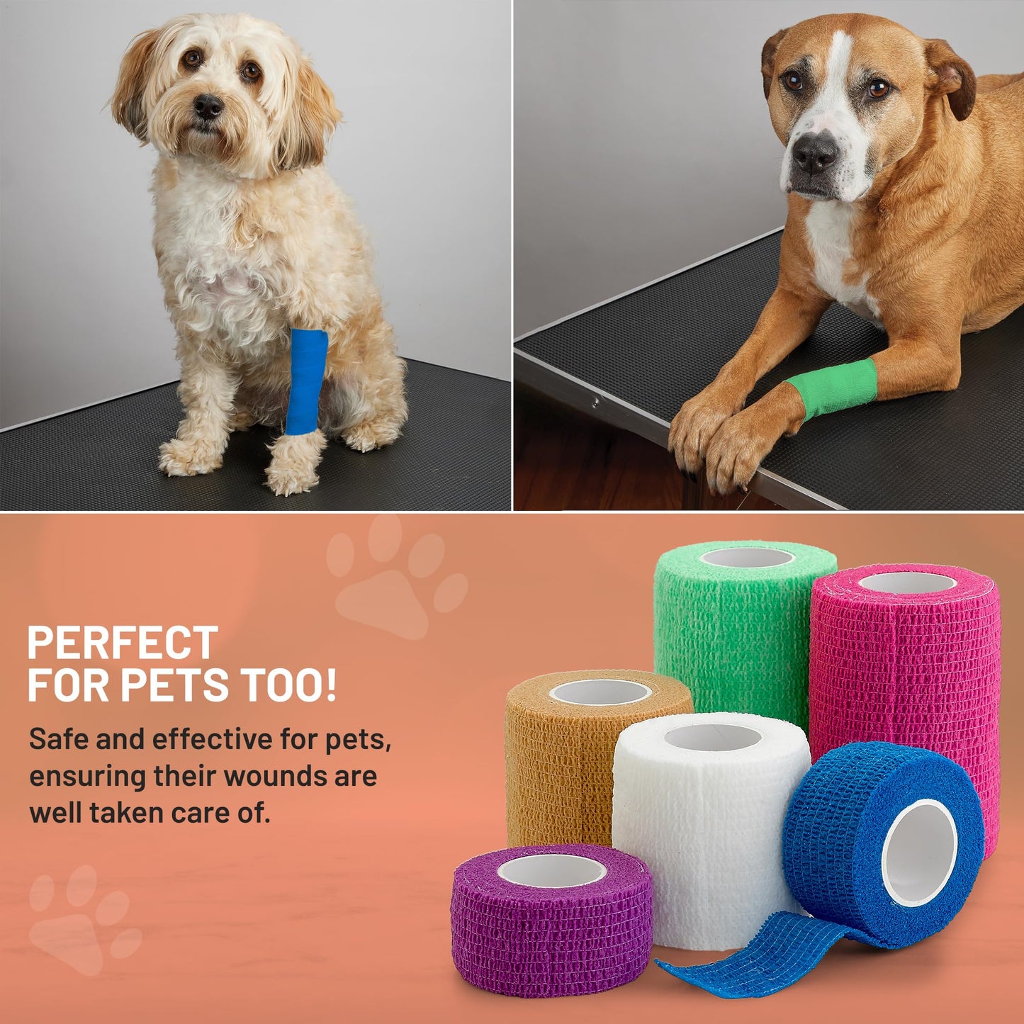 Self Adherent Cohesive Tape - (6 Count) 1" 2" 3" x 5 Yards Combo Pack, Self Adhesive Bandage Rolls & Sports Athletic Wrap for Ankle, Wrist, Sprains and Swelling, Vet Wraps in Neon Colors