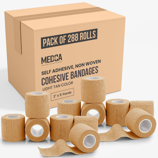 MEDca Self Adherent Cohesive Wrap Bandages 2 Inches X 5 Yards 288 Count Bulk (Skin Color)