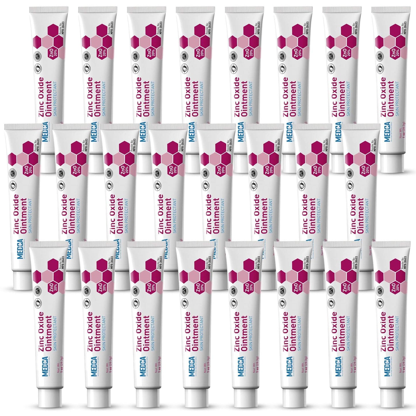 High-Potency 20% Zinc Oxide Ointment - (Pack of 24) Baby Diaper Rash Cream and Gentle Skin Protectant Barrier for Chafed Skin, Wetness Daily & Overnight Protection Soothing, Hypoallergenic, 1oz Tubes