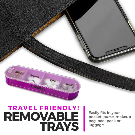 MEDca Weekly Pill Organizer, Four Times-a-Day, Pack of 2 Dispensers with Stackable AM/PM Compartments