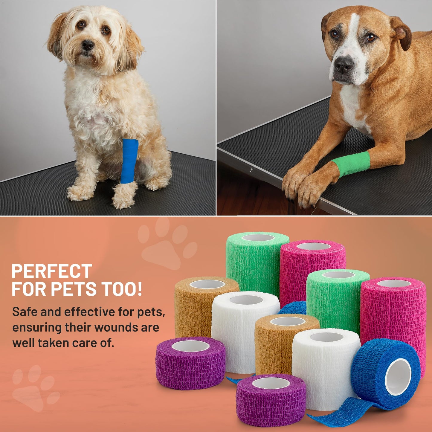 Self Adherent Cohesive Tape Rolls - Pack of 12 - 1" 2" 3"x5 Yards Combo Pack, Self Adhesive Bandage Rolls & Sports Athletic Wrap for Ankle, Wrist, Sprains and Swelling, Vet Wraps (Bright Neon Colors)