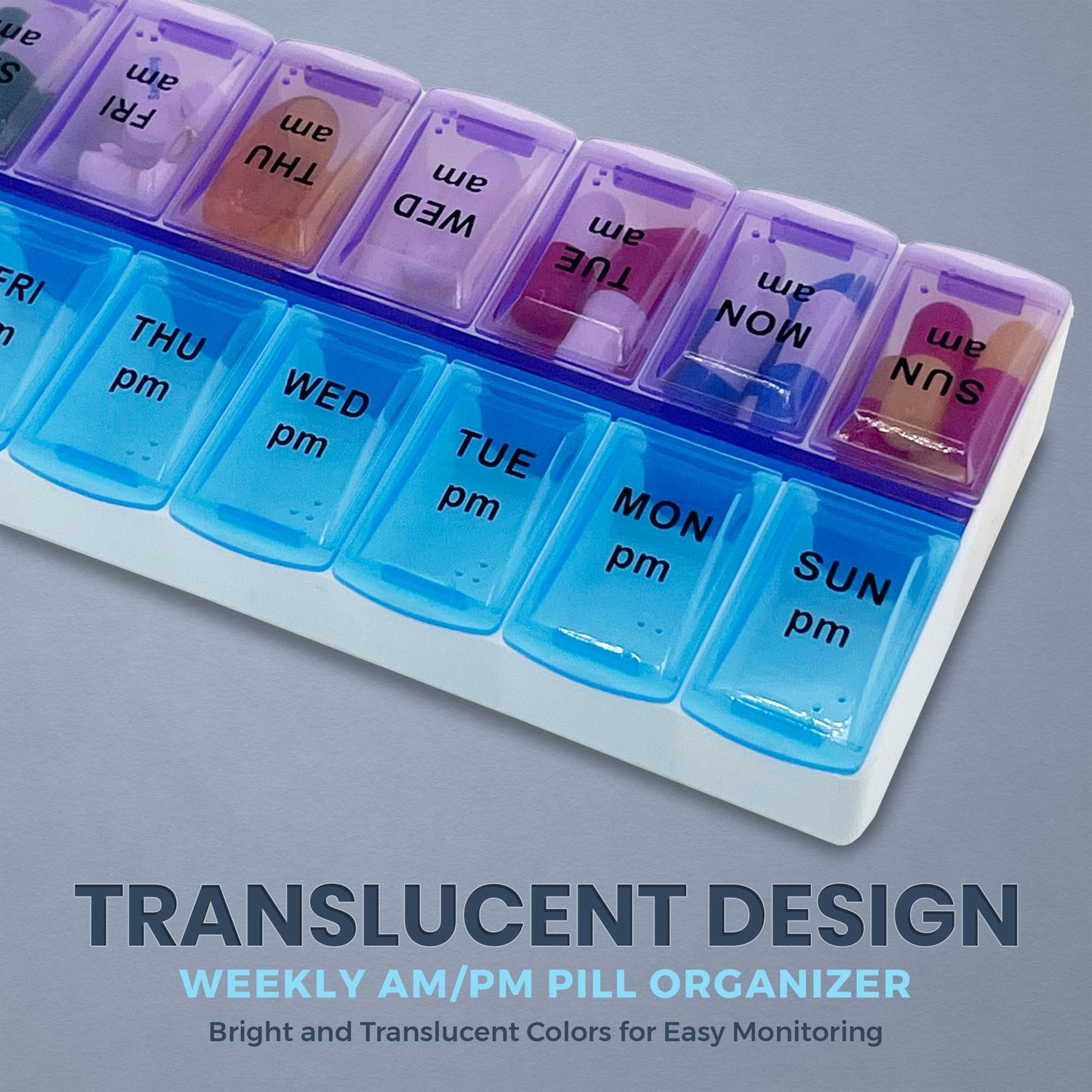 MEDca Pill Organizers - Small Pill Organizer with Weekly and Daily 2-Times-A-Day Compartments for AM / PM - BPA-Free, Portable and Travel Friendly Pill Boxes Case