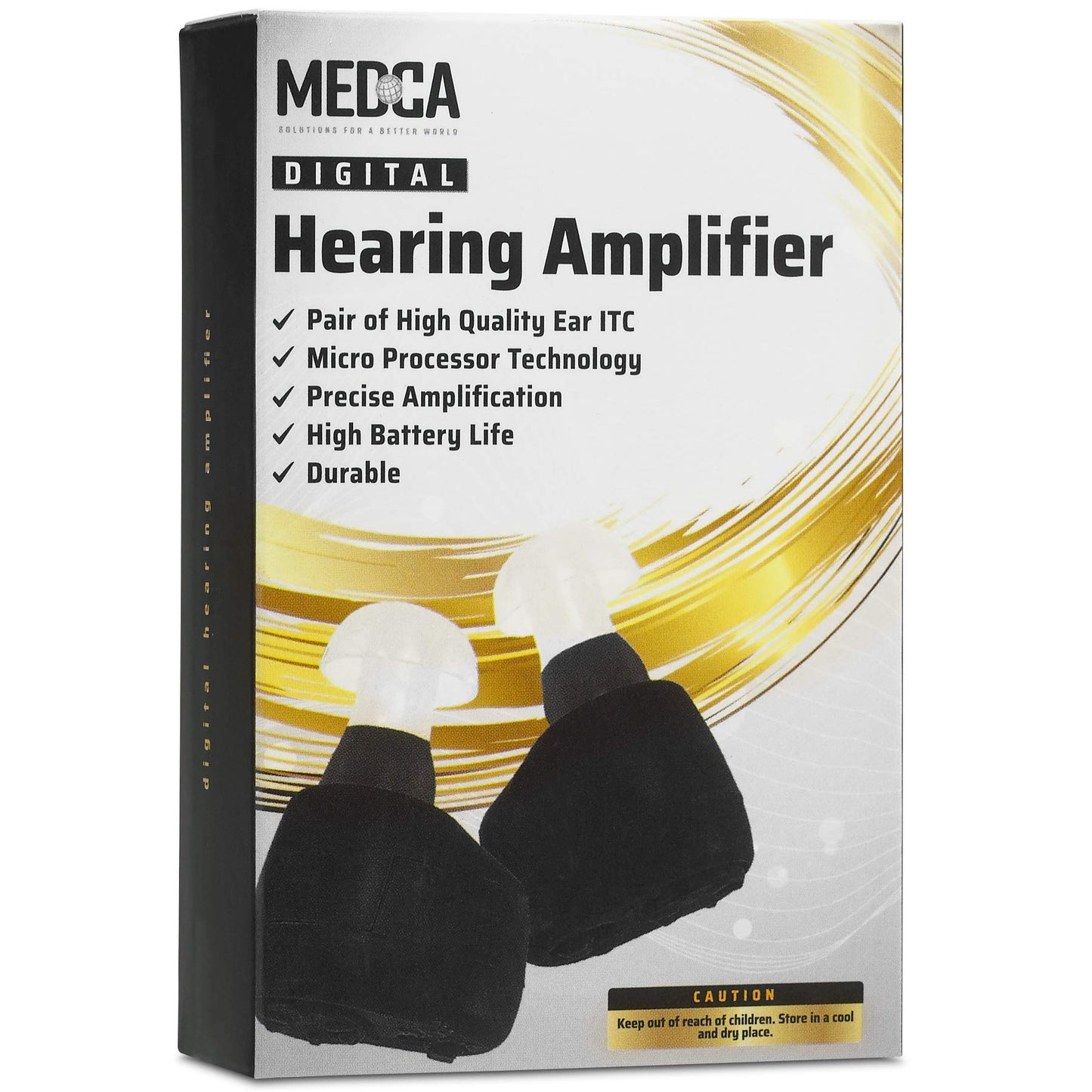 Digital - In-The-Canal (ITC) Pair of In Ear Devices, Doctor Designed Personal for Adults and Enhancer Set, (Black)