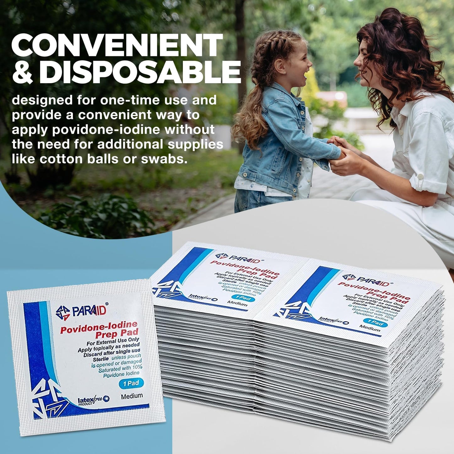Iodine Prep Pads - (Box of 200 Count) Iodine Prep Solution Pads, 10% Povidone Iodine Swabs for Individual Disinfecting Wipes, Disposable Cotton Antiseptic Surgical Pad for Wound Care, and First Aid