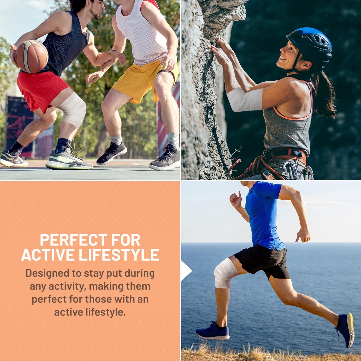 6 Pack, Self Adherent Cohesive Tape - 2” x 5 Yards, Self Adhesive Bandage Rolls & Sports Athletic Wrap for Ankle, Wrist, Knee Sprains and Swelling, Vet Wraps in White Color