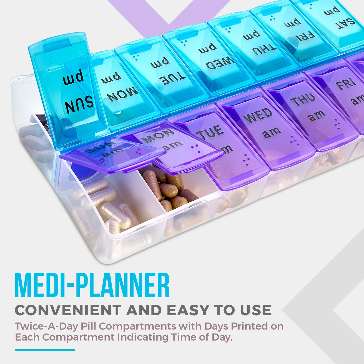 MEDca Weekly Pill Organizer, Twice-a-Day, 1 Pill Organizer