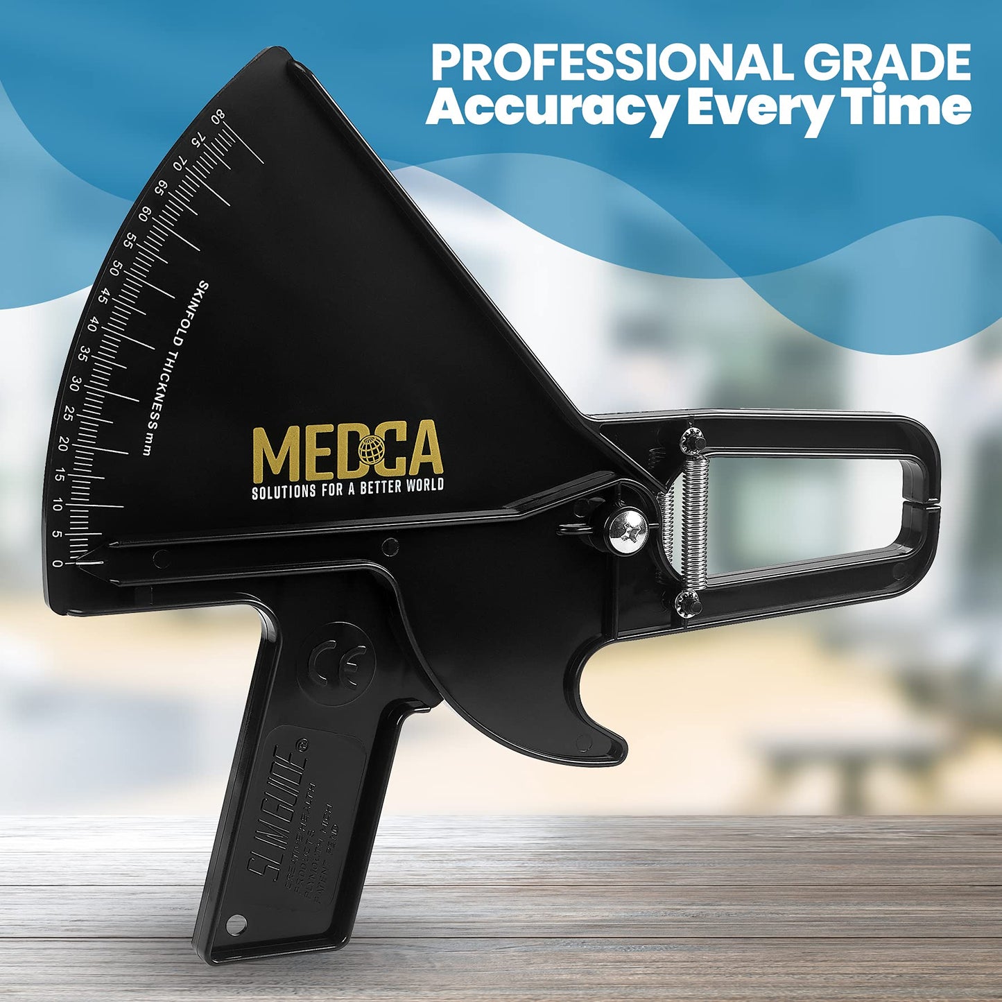 Pro Body Skin Caliper - Handheld BMI Measuring Tool - Accurate Skinfold Caliper Measures Fat for Men and Women, for Monitoring Fitness and Weight Loss Goals, Instructions and Body Fat Chart, Black