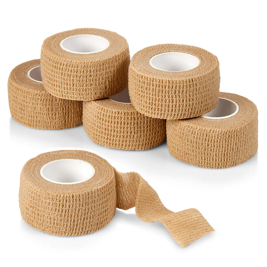 Self Adhesive Bandages - 1" x 5 Yards Per Roll - Pack of 6 Rolls, Elastic Self Adherent Cohesive Wrap First Aid Tape for Sprain Swelling and Soreness on Wrist and Ankle