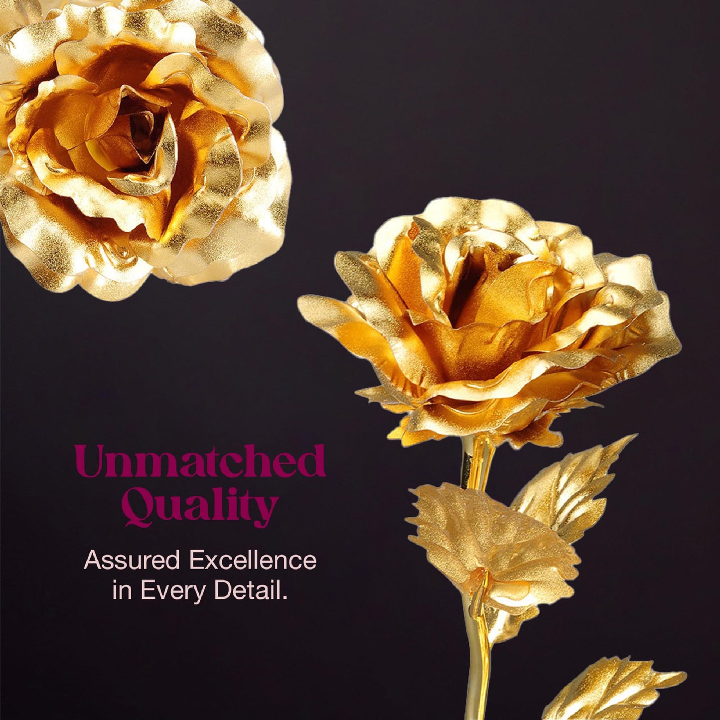 24k Gold Rose with Luxury Gift Box - 10-inch Golden Rose Metal Single Roses and Valentine's Day Gifts Idea for Women, Loved Ones, Mom, Wife, Girlfriend, Grandma, Mother's Day