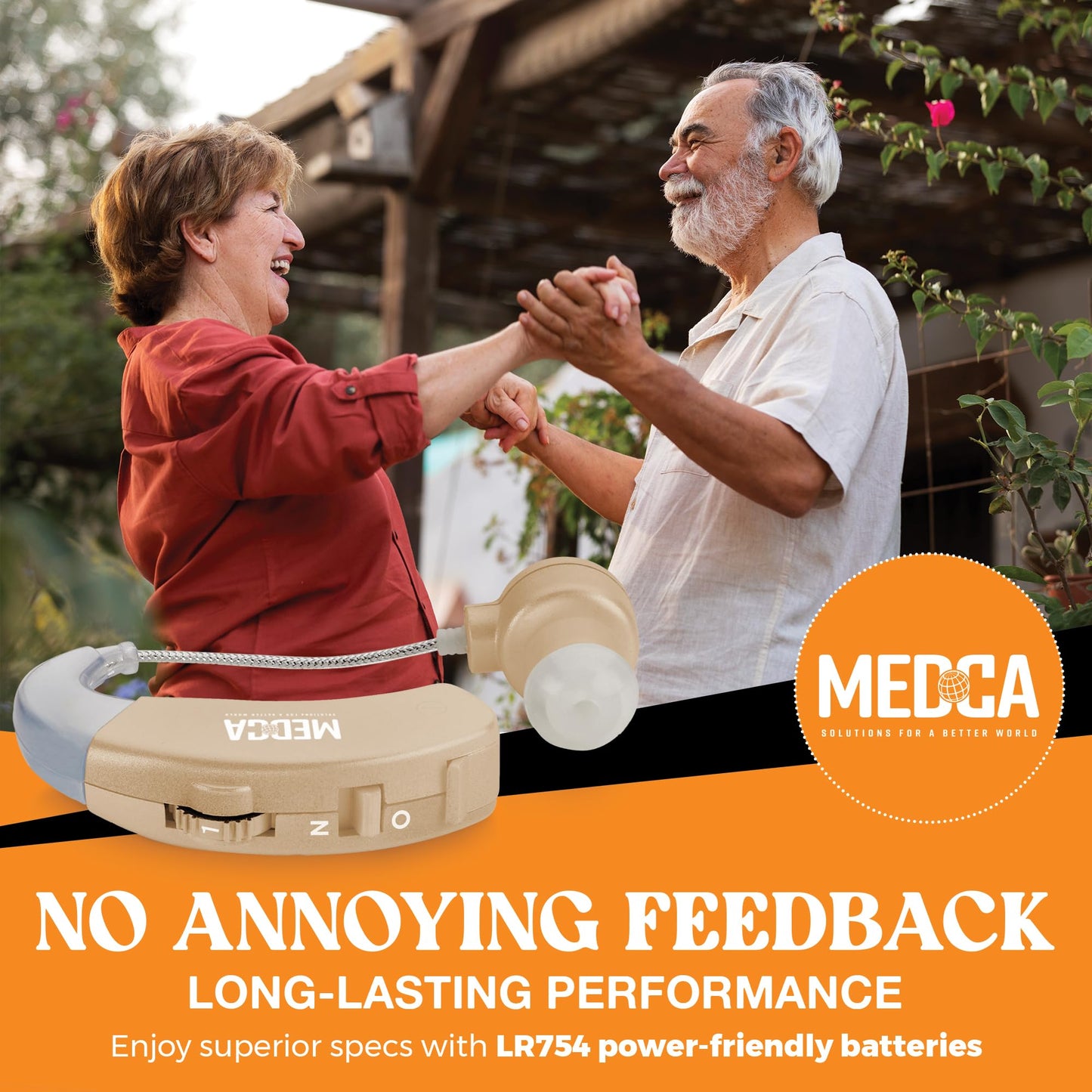 Behind the Ear Sound Amplifier - BTE Hearing Ear Amplification Device and Digital Sound Enhancer PSAD for the Hard of Hearing, Noise Reducing Feature, Gold