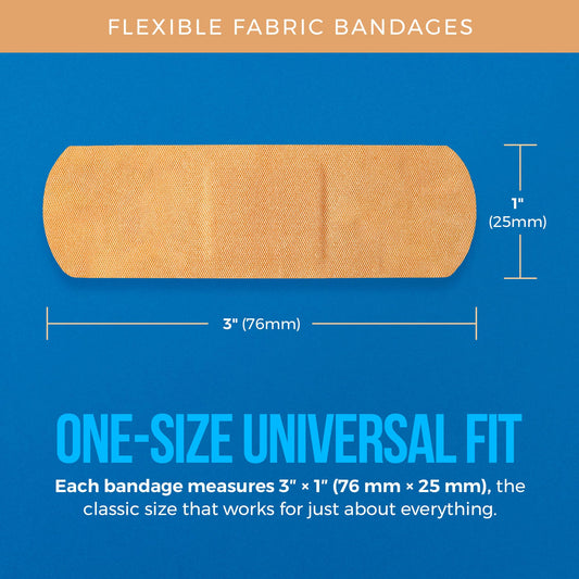 Flexible Fabric Bandages - Flex Fabric Adhesive Bandages Finger-Tip Bandages Knuckles and Thumb Bandages for Finger Care and to Protect Wounds from Infection - (200 Count)
