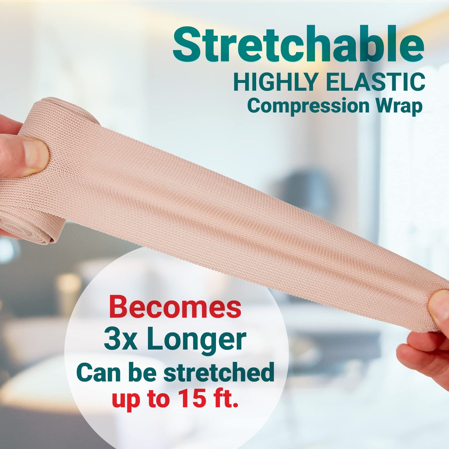 MEDca Elastic Compression Bandage Wrap - First Aid Bandages Roll Measures 2", 3", 4", 6" x 5 Ft with 4 Extra Hooks | Athletic Sports Stretch Wraps for Ankle, Wrist, Arm & Leg Sprains (Pack of 4)