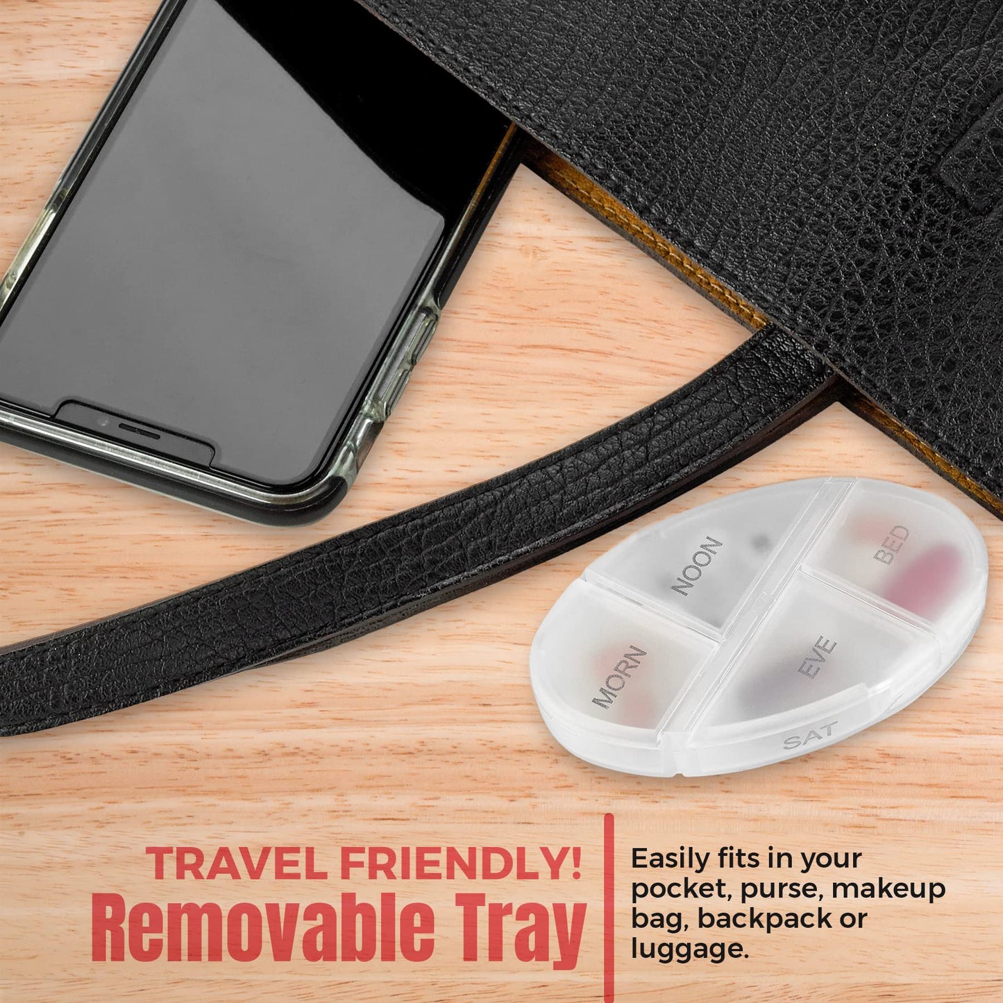 Stackable Daily Pill Organizers - (Pack of 2) Weekly Medication Reminder with 7 Individual Stacking Cases - AM/PM Pill Boxs with 4 Times a Day, a Everyday Medicine Organizer, Silver