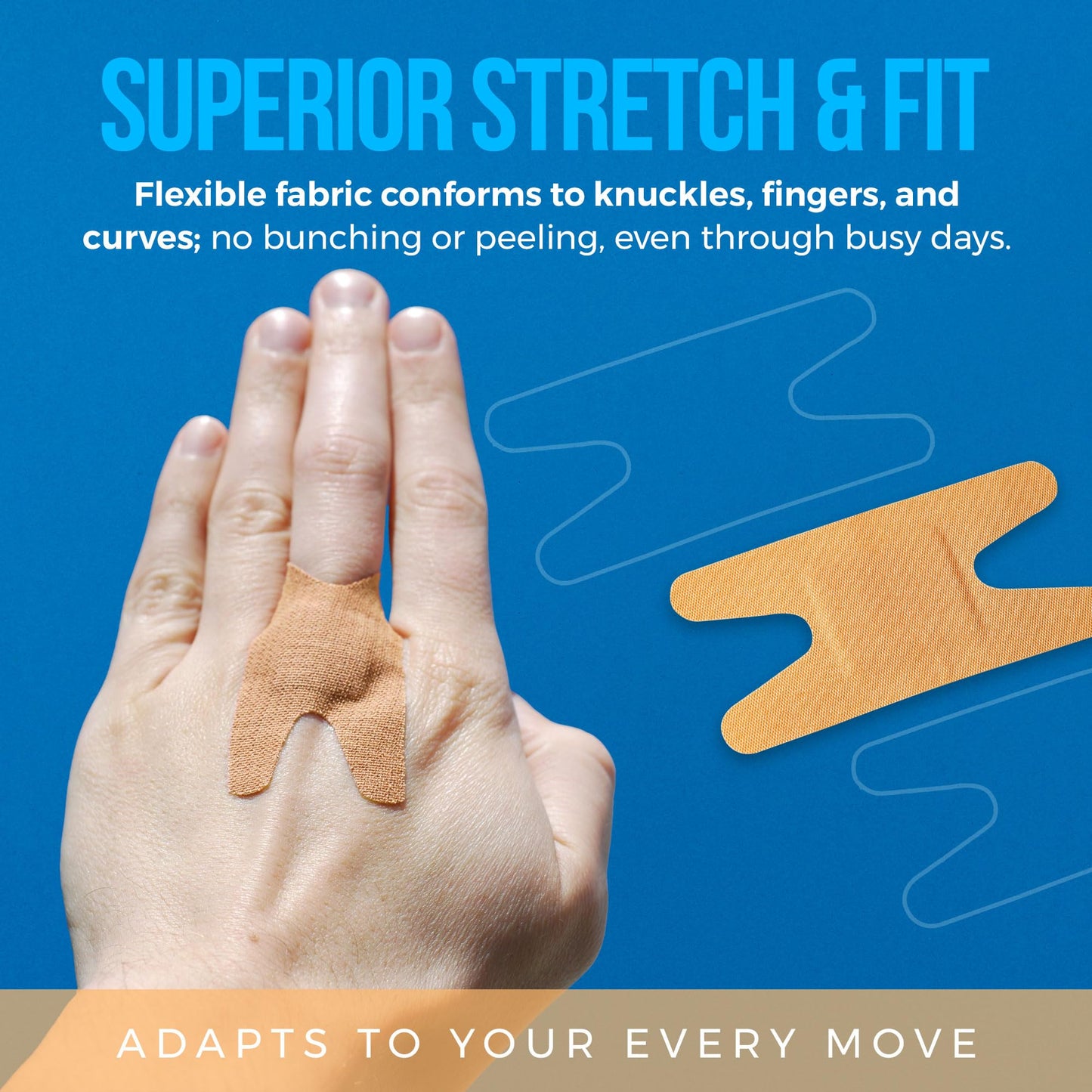 Flexible Fabric Bandages - Flex Fabric Adhesive Knuckle Bandages for Finger Care and to Protect Wounds from Infection - (1000 Count Bulk)