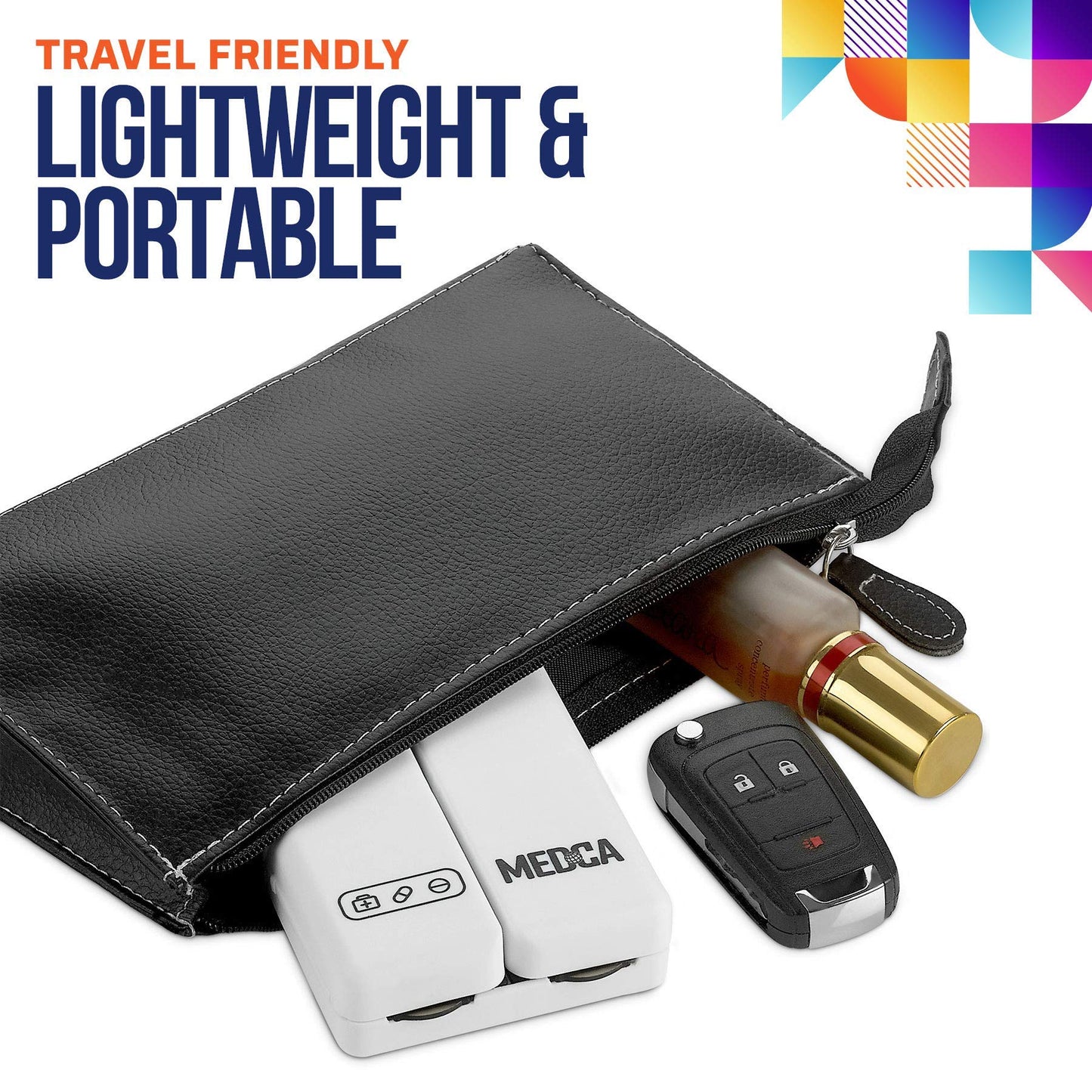 Magnetic Foldable Pill Box Case - 7 Day Weekly Medicine Organizer - Portable Compact Lightweight Pill Container with 7 Compartments, Dustproof, Air-Tight, BPA Free for Pills Vitamins and Supplements