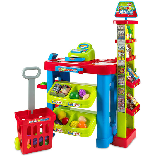 Creative Time Kids Supermarket Super Fun Playset With Shopping Cart