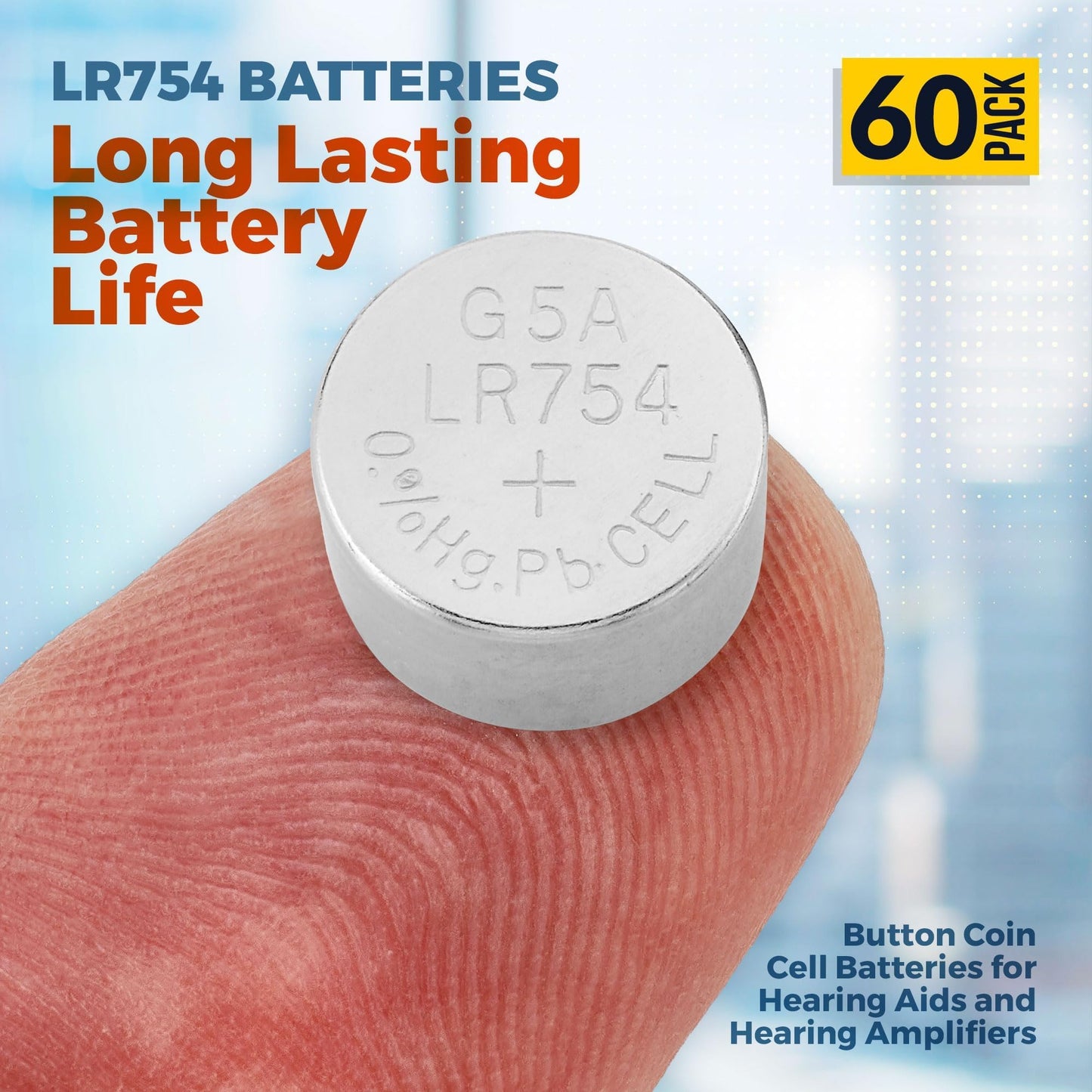 MEDca AG5 LR754 Batteries - 60 Count Pack - 1.5V Alkaline 754 LR48 193 Battery Button Coin Cell Batteries