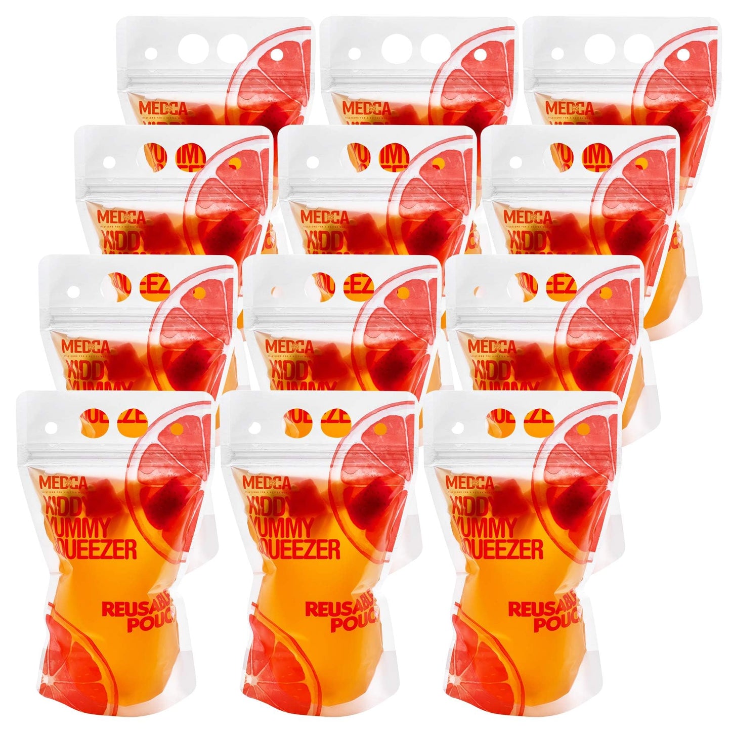 Reusable Drink Pouches - 100 Clear Drink Bags with 100 Straws - Double Zipper Reusable Smoothie Pouches Juice, Clear Zipper Pouch Storage Bags, Leak-Free and BPA Free