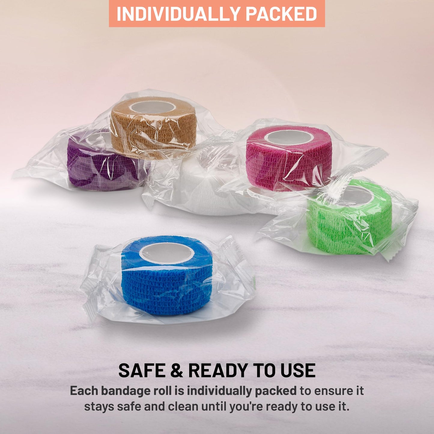 Self Adherent Cohesive Wrap Bandages - (Pack of 12 Rolls) 1 Inch X 5 Yards with Strong Elastic and Colorful First Aid Tape for Sprain Swelling and Soreness on Wrist and Ankle (Rainbow Color)