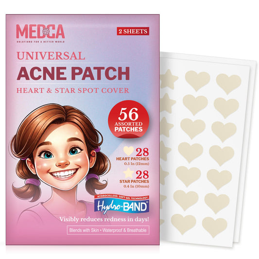 Acne Patches for Face - Hydrocolloid Bandages (56 Count) Pimple Patches for Face in Hearts & Stars, Acne Spot Treatment Care for Face & Skin Spot Patch Conceals Zits, Acne and Blackheads
