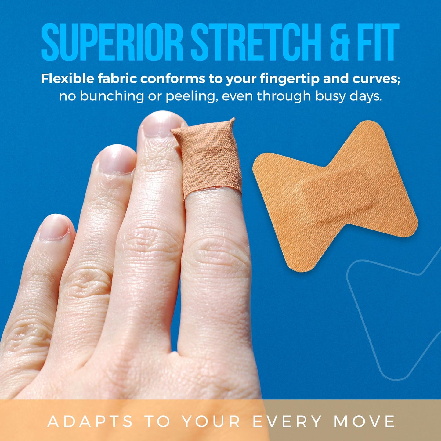Flexible Fabric Bandages - Flex Fabric Adhesive Bandages Finger-Tip Care and to Protect Wounds from Infection - (100 Count Box)