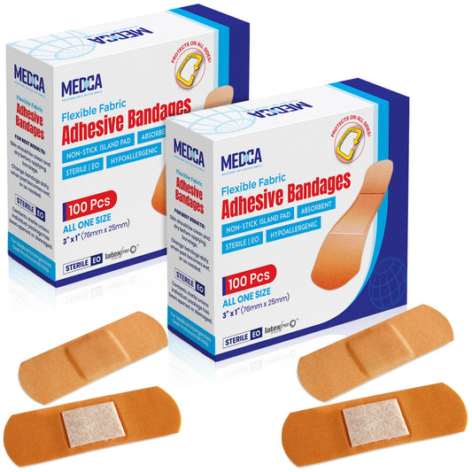 Flexible Fabric Bandages - Flex Fabric Adhesive Bandages Finger-Tip Bandages Knuckles and Thumb Bandages for Finger Care and to Protect Wounds from Infection - (200 Count)