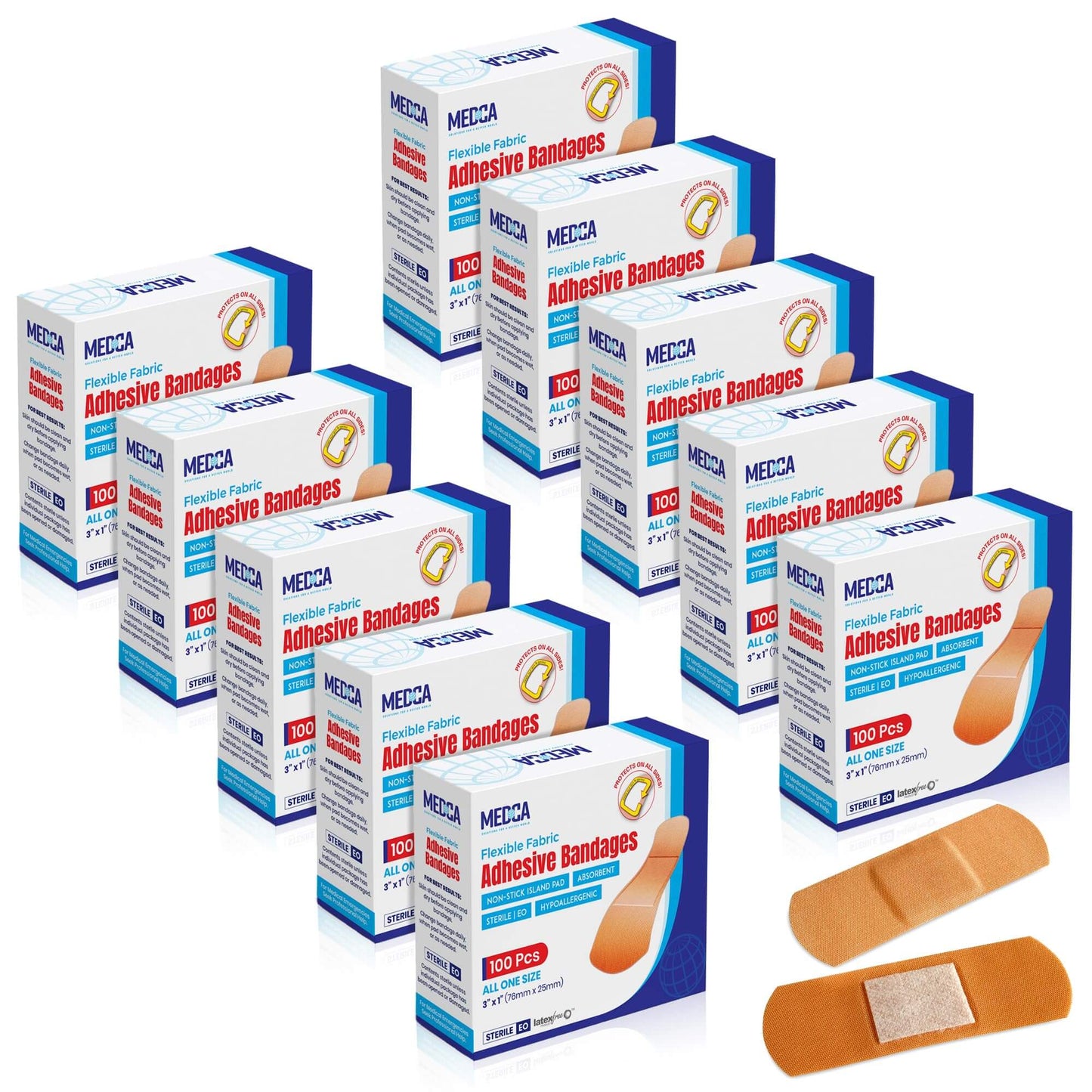 Flexible Fabric Bandages - Flex Fabric Adhesive Bandages Finger-Tip, Knuckles and Thumb for Finger Care and to Protect Wounds from Infection - (1000 Count Bulk)
