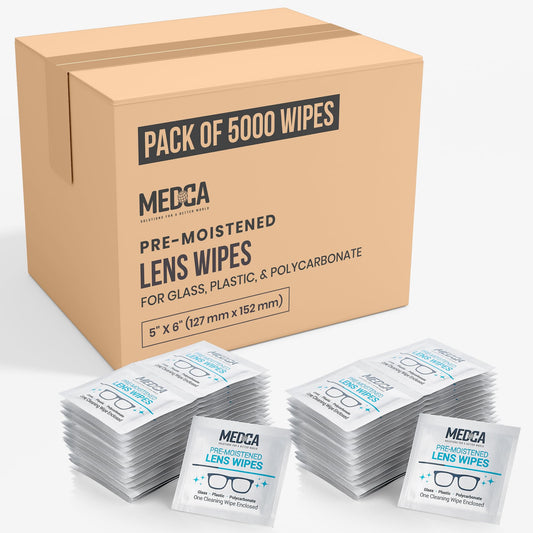 Premoistened Lens and Glass Cleaning Wipes - Portable Travel Cleaner for Glasses, Camera, Cell Phone, Smartphone, and Tablet - Disposable, Quick Drying, Streak Free - Bulk Pack of 5000