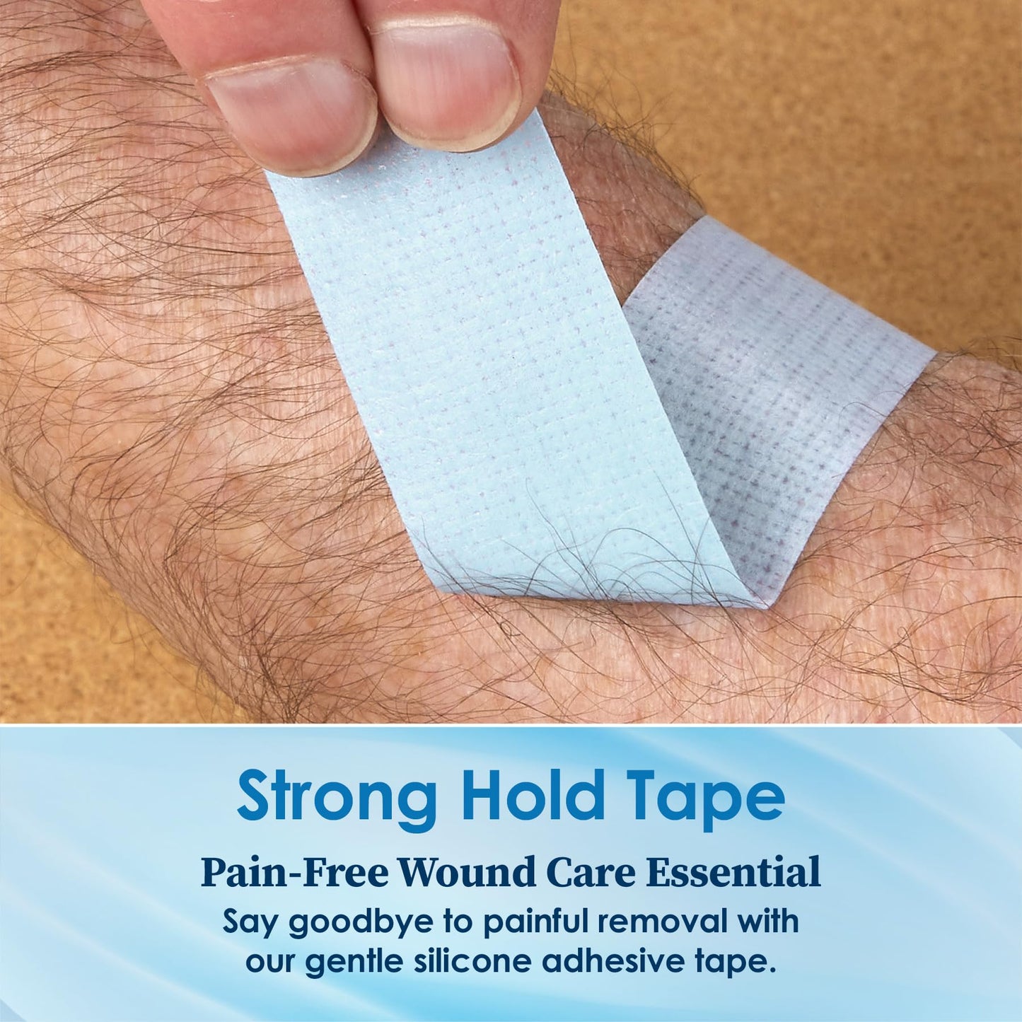 MEDca Sensitive Skin Low Trauma Tape Rolls - 1 Inch x 4 Yards Blue Tape First Aid Rolls, Minimal Hair Pulling for Wounds, Lash Tape for Eyelash Extensions, (Pack of 4)