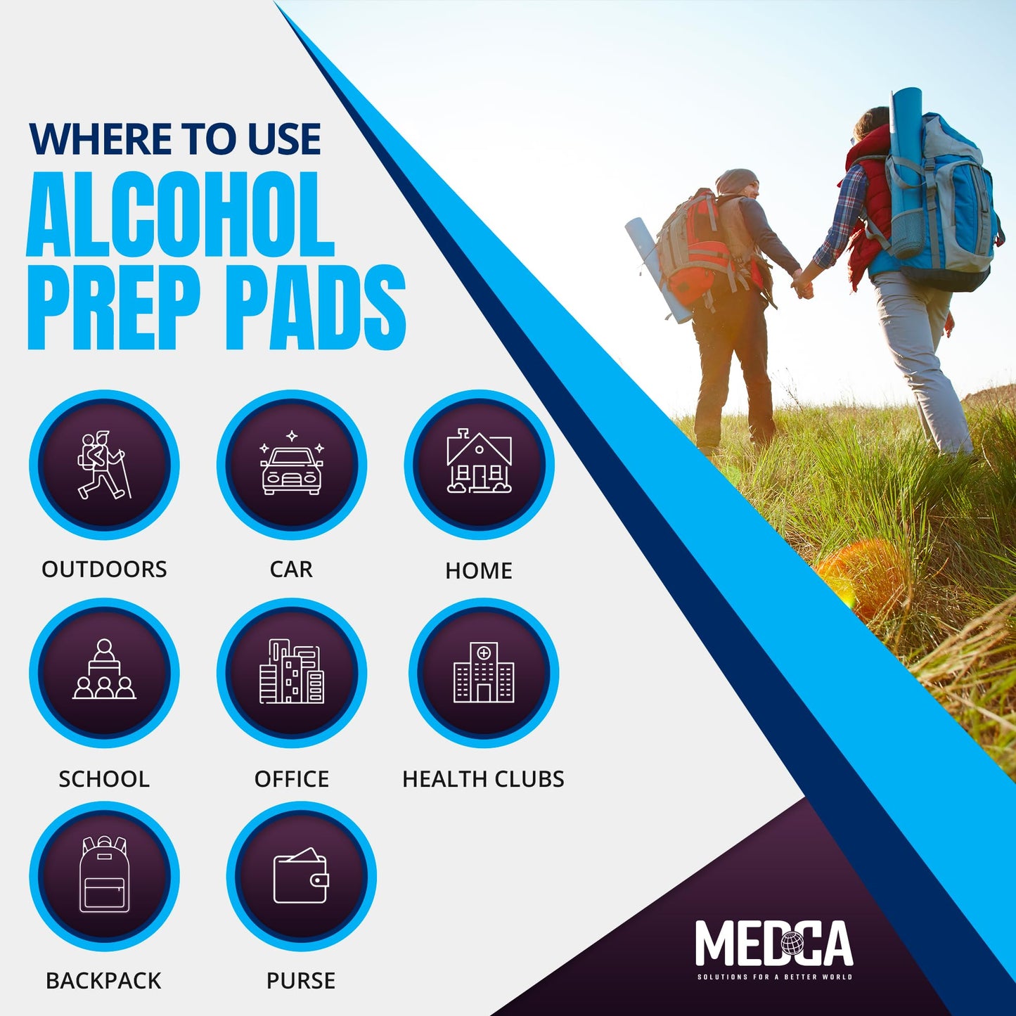 MEDca Alcohol Prep Pads, Sterile, Medium, 2-Ply Pack of 100