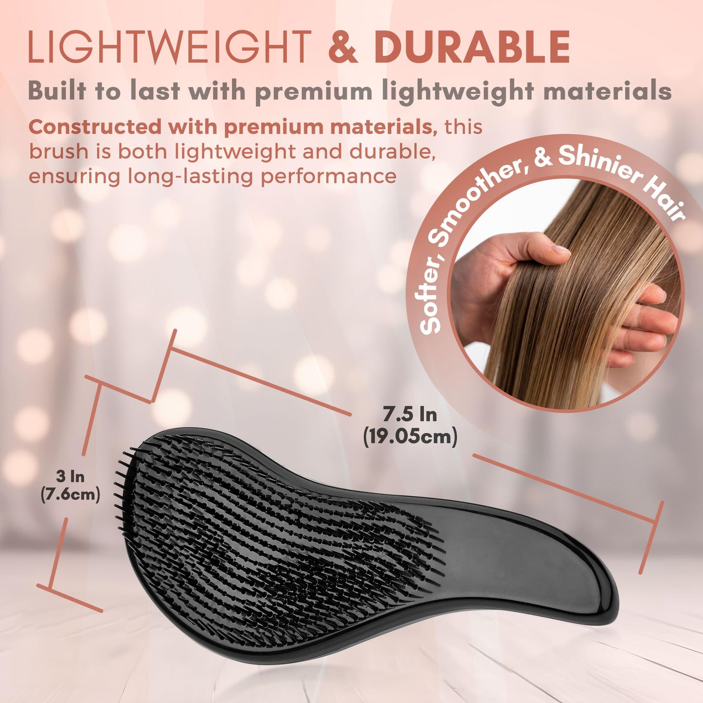 Detangling Brushes - Detangler Brush Set - Pain-Free Hair Brush Straightener that Removes Tangles and Knots Straightening Hair Shiny and Smooth (Rose Gold and Black)